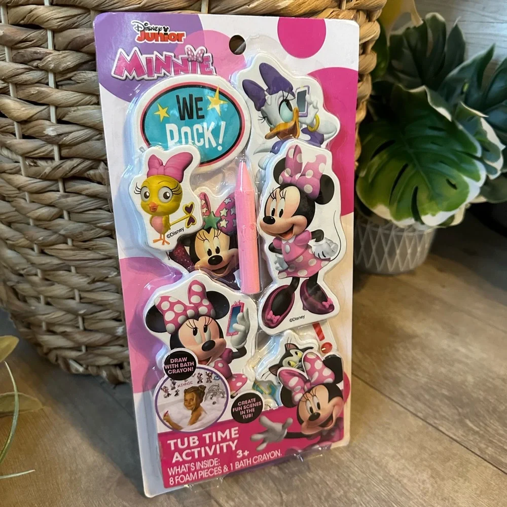 New Disney Minnie Mouse Bath Toys Crayon & Foam Friends Tub Time Activity Set